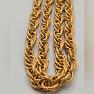 Twisted Gold Rope Chain Necklace Simple Textured Design Casual Wear 19''